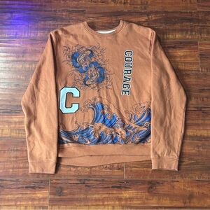 Courage Men's Graphic Crewneck Sweater - Tan and Blue